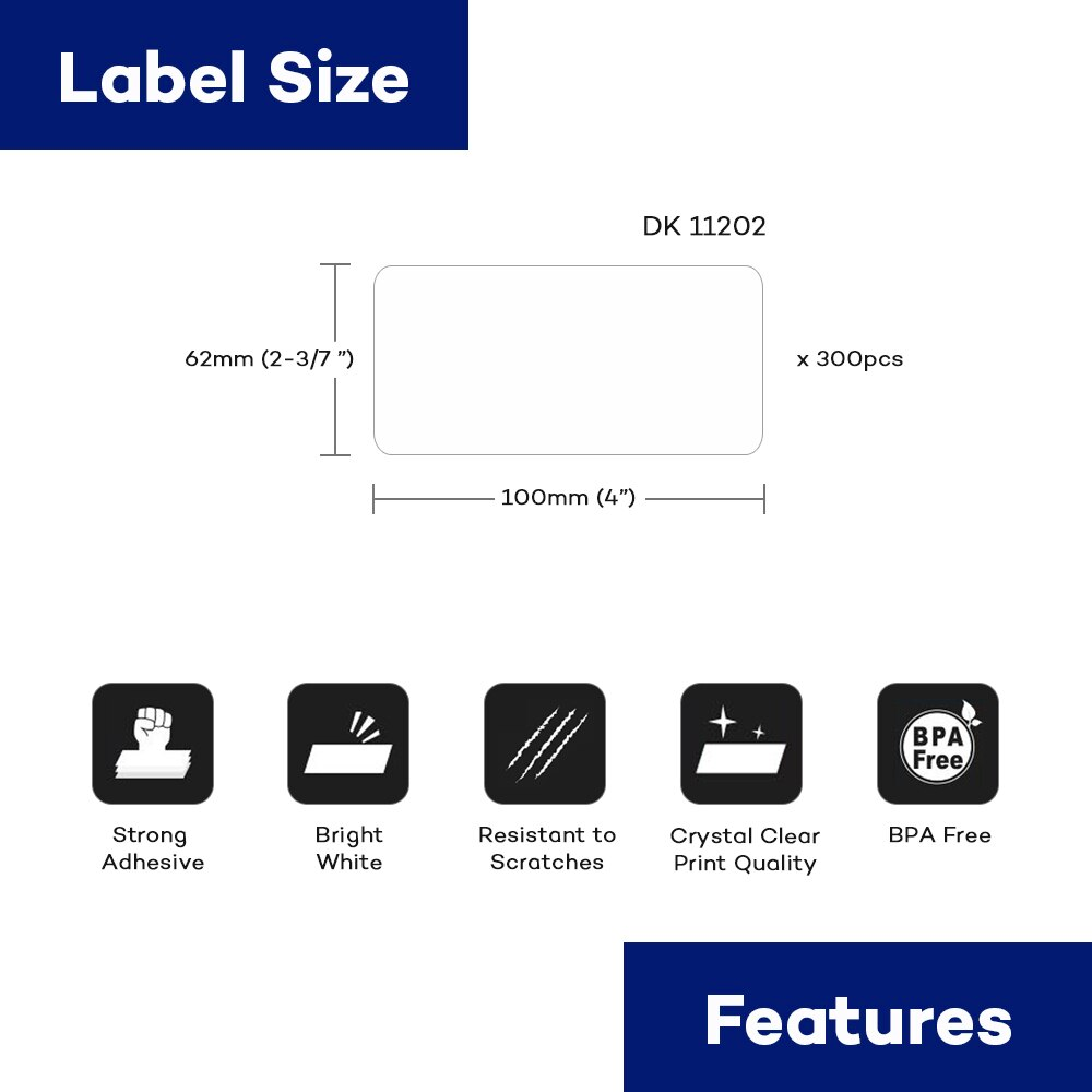 Rouleau Etiquettes compatible BROTHER DK-11202 étiquettes de transport 62mm x 100mm